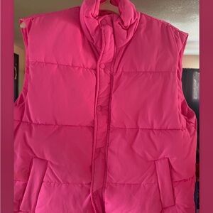 Sleeveless Puffer Vest - Hot Pink